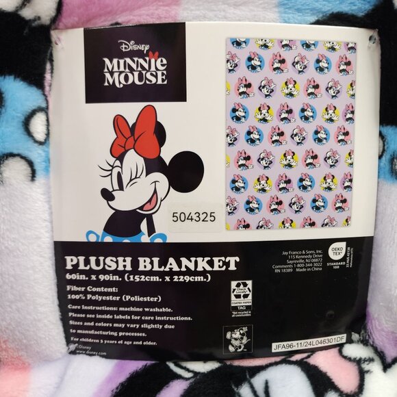 Disney Minnie Mouse Plush Blanket Twin 60" X 90" Soft Polyester Lavender Backgro - Picture 3 of 15
